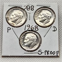 1968 P-D-S Roosevelt Dime Proof