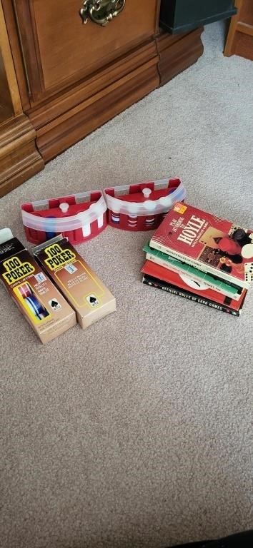 Poker chips and books