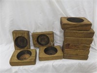 10PC VINTAGE WOOD CHEESE MOLDS