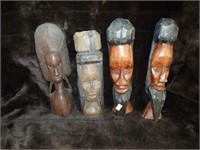 WOOD CARVED NATIVE HEADS