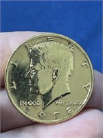 1972 gold plated Kennedy half dollar coin
