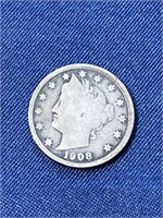 1908 Silver liberty V nickel coin
