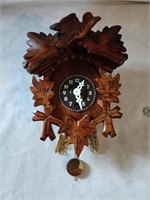 Small German Carved Wood Coo Coo Clock w  key