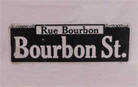 Bourbon Street embossed metal sign, 15" x 5" -