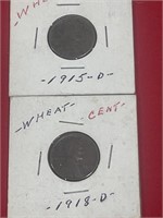 1915 D - 1918 D Lincoln wheat pennies