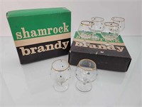 Vintage Shamrock Brandy Snifter Glasses in Box