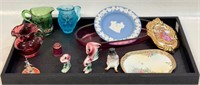 COLORED GLASS - VICTORIAN PORCELAINS & WEDGWOOD