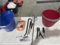 2 Plastic Buckets, Tools And More
