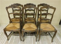 French Regence Style Shell Carved Oak Chairs.