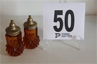 Pair of Amber Glass Salt & Pepper Shakers