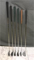 6 Golf Clubs, 2 Putters (2 Are Wilson) - Used