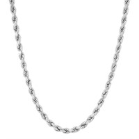 14K SOLID WHITE GOLD ROPE CHAIN NECKLACE