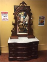 Antique Dresser w/ Marble Top & Mirror