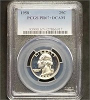 1958 Washington Silver Quarter PCGS PR67+ DCAM
