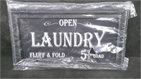 OPEN LAUNDRY, FLUFF & FOLD FRAMED SIGN, 7.5" x 14"