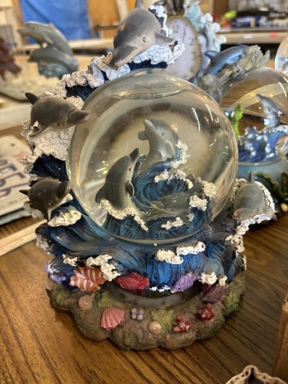 Dolphin water globe figurine