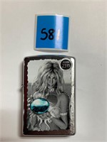 Zippon Brushed Chrome Mermaid and Orb Lighter New