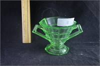 Green Depression Glass Sugar Bowl