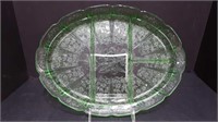 GREEN DEPRESSION GLASS DIVIDED TRAY