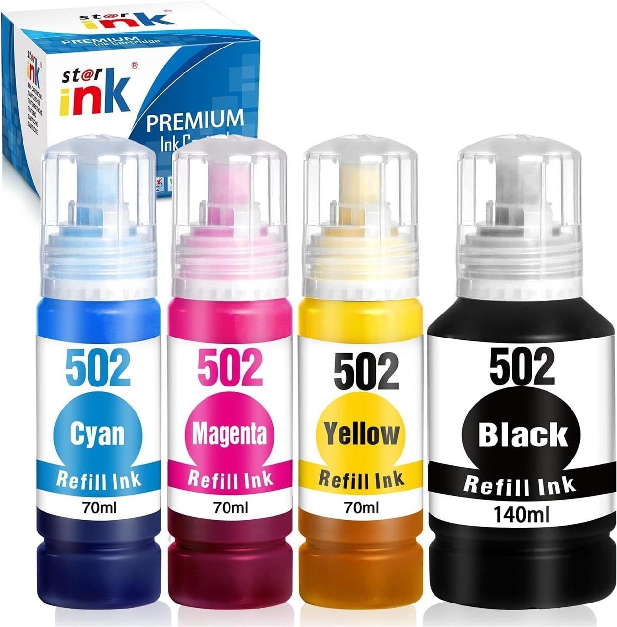 502 Ink Bottles(4 Pack) Replacement for Epson