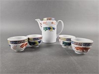 Vintage Teapot & 4 Cups