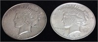 (2) SILVER PEACE DOLLARS, 1923-24