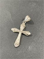 STERLING SILVER HAND ETCHED CROSS PENDANT