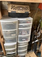 Large lot including plastic drawer storage with mi