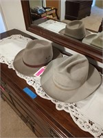 Set of two felt cowboy hats, one is ducks 7-3/8