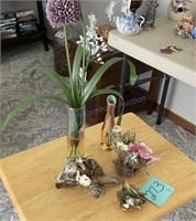 Bird and floral figurines and vases