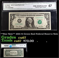 **Star Note** 2001 $1 Green Seal Federal Reserve N