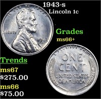 1943-s Lincoln Cent 1c Grades GEM++ Unc