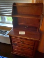 4 Drawer Red oak Dresser with shelving unit on top