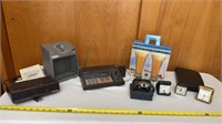 Radio, heater, scanner, binoculars , portable