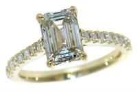 14k Gold  2.62 ct Emerald Cut Lab Diamond Ring