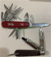 2 Pocket knives, True Swiss Army knife with nine