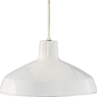 $90  1-Light White Pendant with Metal Shade