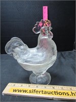 Vintage Glass Nesting Hen Candy Dish NO SHIP
