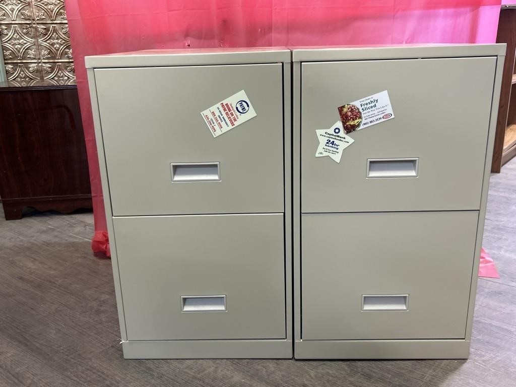 2 Two Tier Metal Filing Cabinets Includes Filing