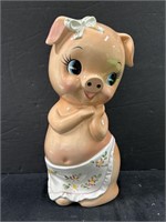 Vintage Ceramic Piggy Bank Kitsch Big Eyes