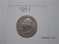 1964 AU Washington Silver Quarter