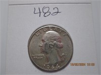 1964 AU Washington Silver Quarter