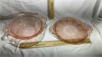 Pink Depression Dishes crack on bowl rough edge