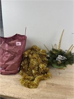 Golden Tinsel Garland for Christmas Tree