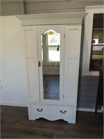 Single door wardrobe bevel glass mirror and one