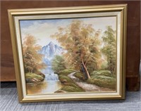 Henri, Fall Waterfall Mountain Oil Painting