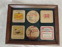 Vintage Beer Advertising Coasters Framed