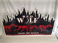 Red Wolf Lager Embossed Sign