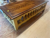 vintage coffee table yellow and wooden 1970s coffe