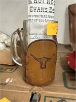 VTG GLASS MUG W LEATHER OWNED BY ROY ROGERS W COA